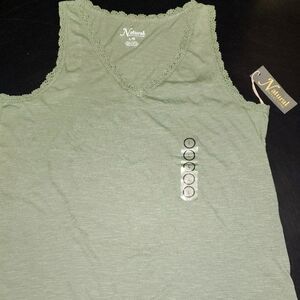 Natural Reflections Women's Green Lace Trim Top Sz L
